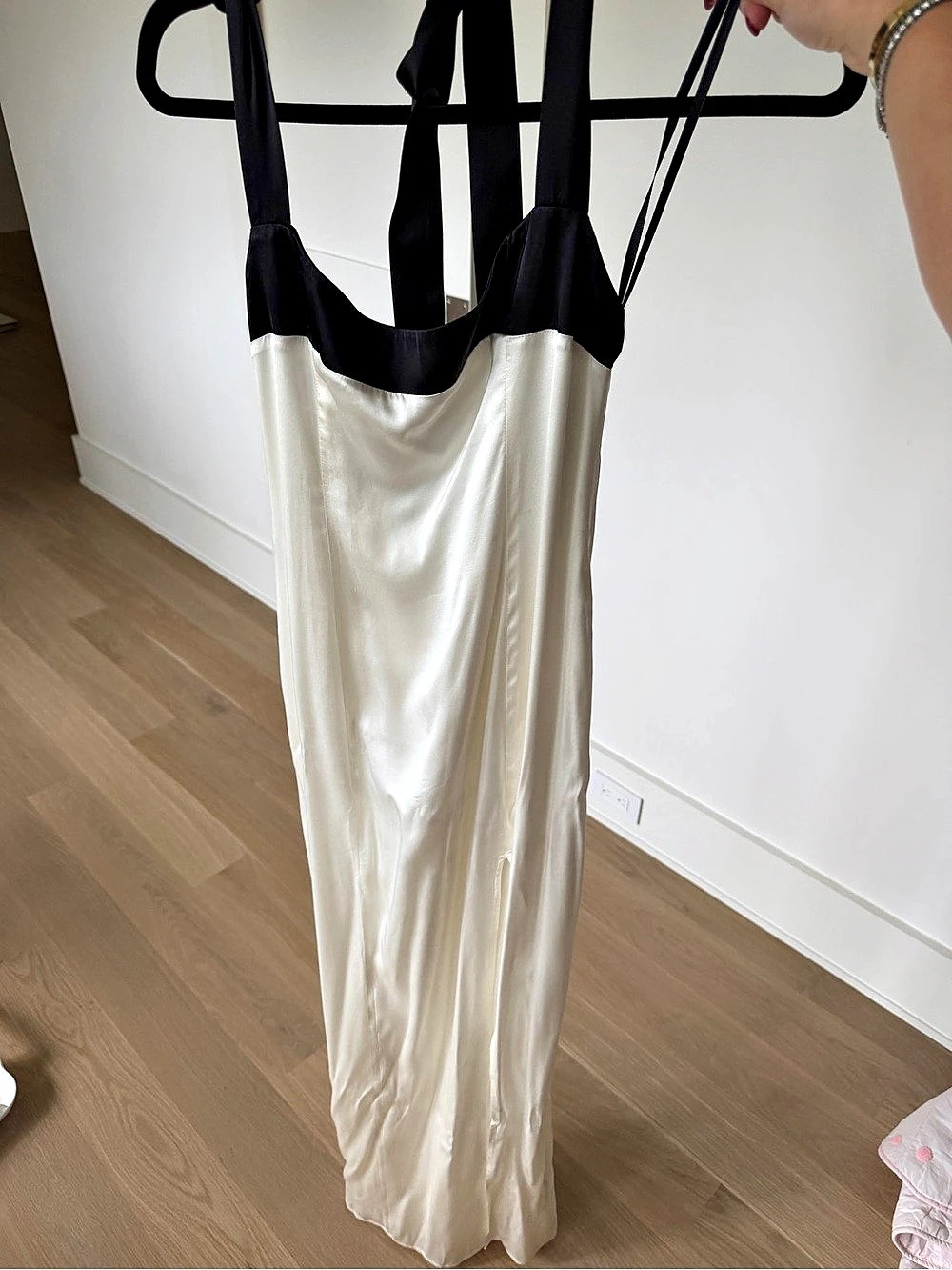 Maxi Slip Dress in White & Black